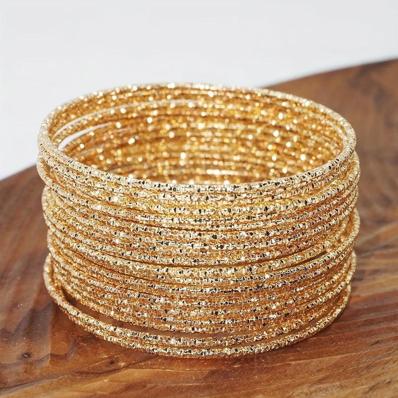 RINTOLER Store 16Pcs Gold Bangle Bracelets for Women - Multi Layer Stackable Textured Bracelets Boho Jewelrys Set. - Image 3